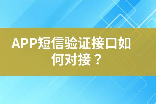 APP短信驗(yàn)證接口如何對接？