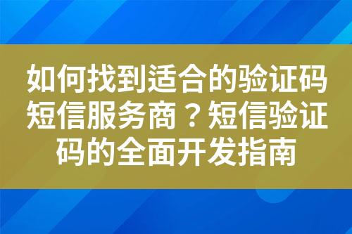 如何找到適合的驗證碼短信服務(wù)商？短信驗證碼的全面開發(fā)指南