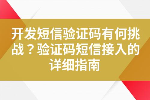 開發(fā)短信驗(yàn)證碼有何挑戰(zhàn)？驗(yàn)證碼短信接入的詳細(xì)指南