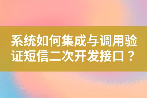 系統(tǒng)如何集成與調(diào)用驗(yàn)證短信二次開發(fā)接口?